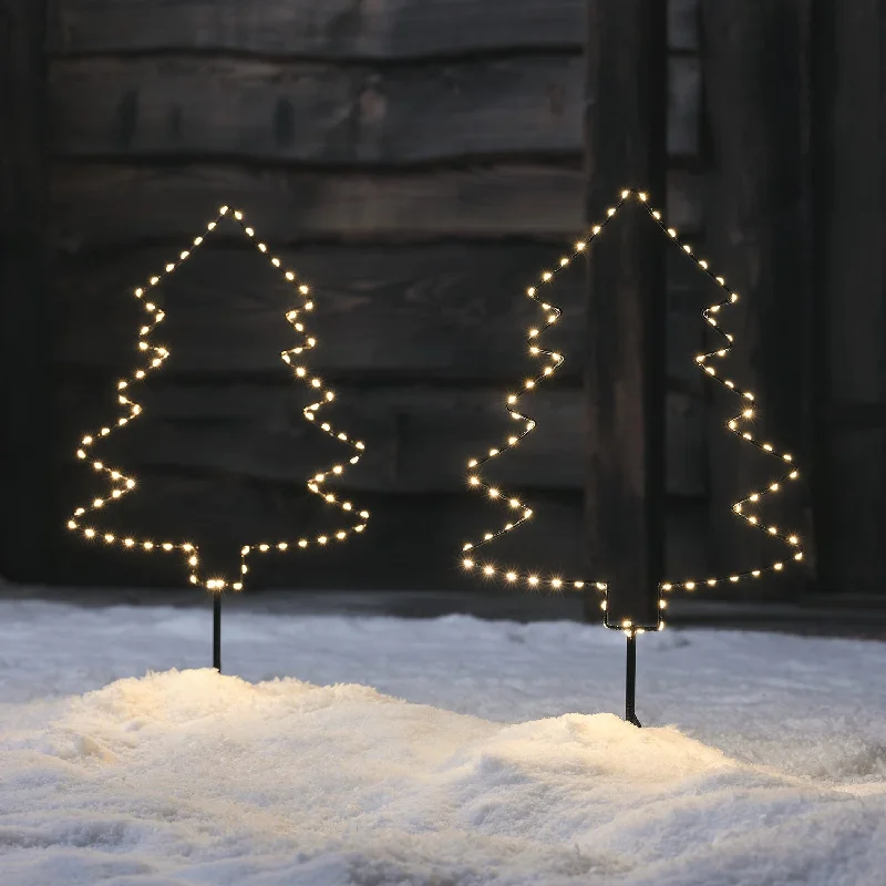 Set of 2 Micro LED Tree Silhouette Stake Lights