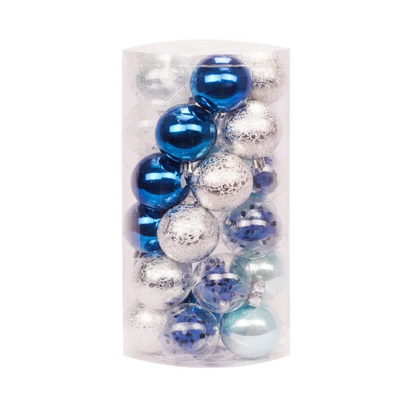 Set of 30 Decorative Christmas baubles - 6cm (Blue)