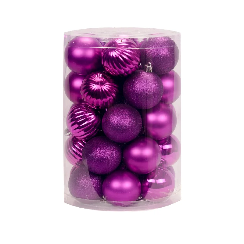 Set of 34 Premium Baubles - 6cm (Magenta)