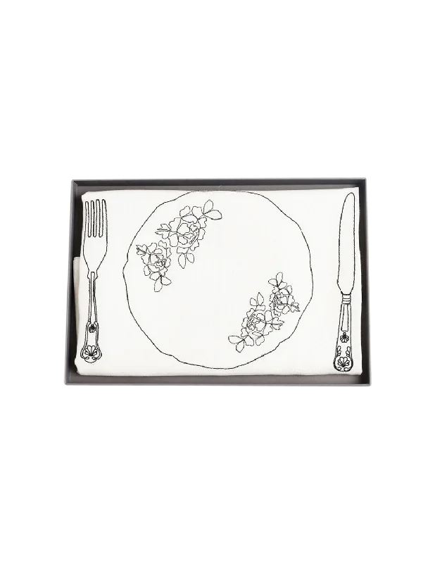 Silver Service Embroidered Table Runner