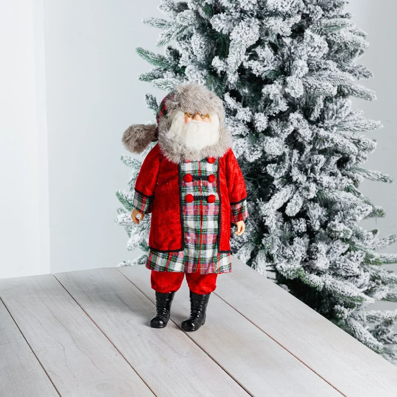 Standing Santa Table Top in Plaid Coat