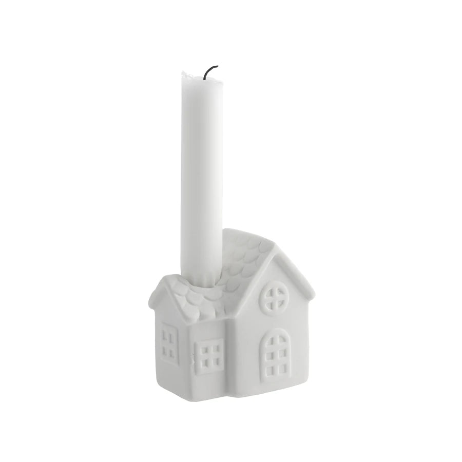 Storefactory White Ceramic Candle Holder - Ljusstaden Nr 2