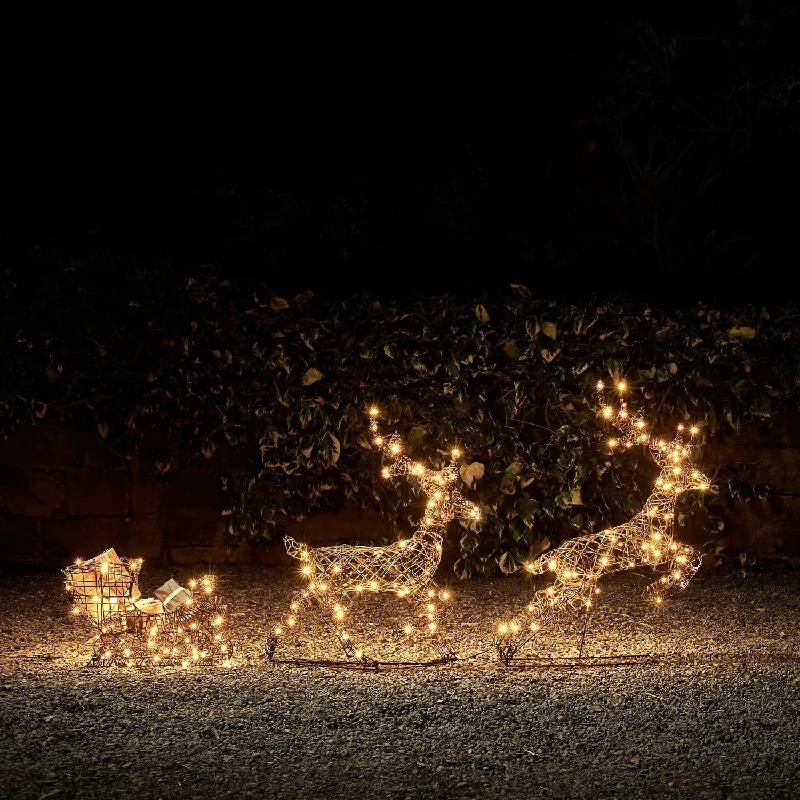 86cm Studley Light Up Reindeer & Sleigh