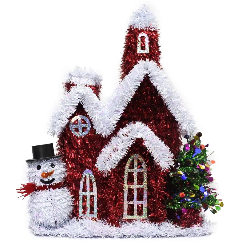 Tinsel Church Tabletop Holiday Decoration