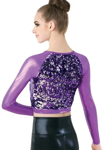 MEDIUM- TWO-WAY SEQUIN LONG-SLEEVE TOP (used)