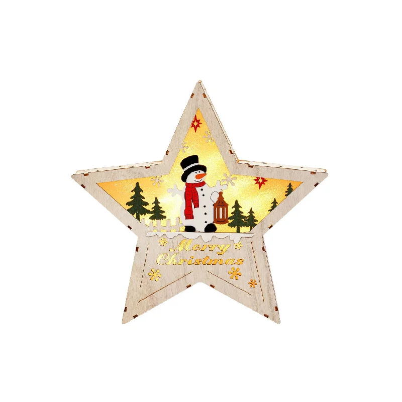 Wooden Christmas Star LED Lamp