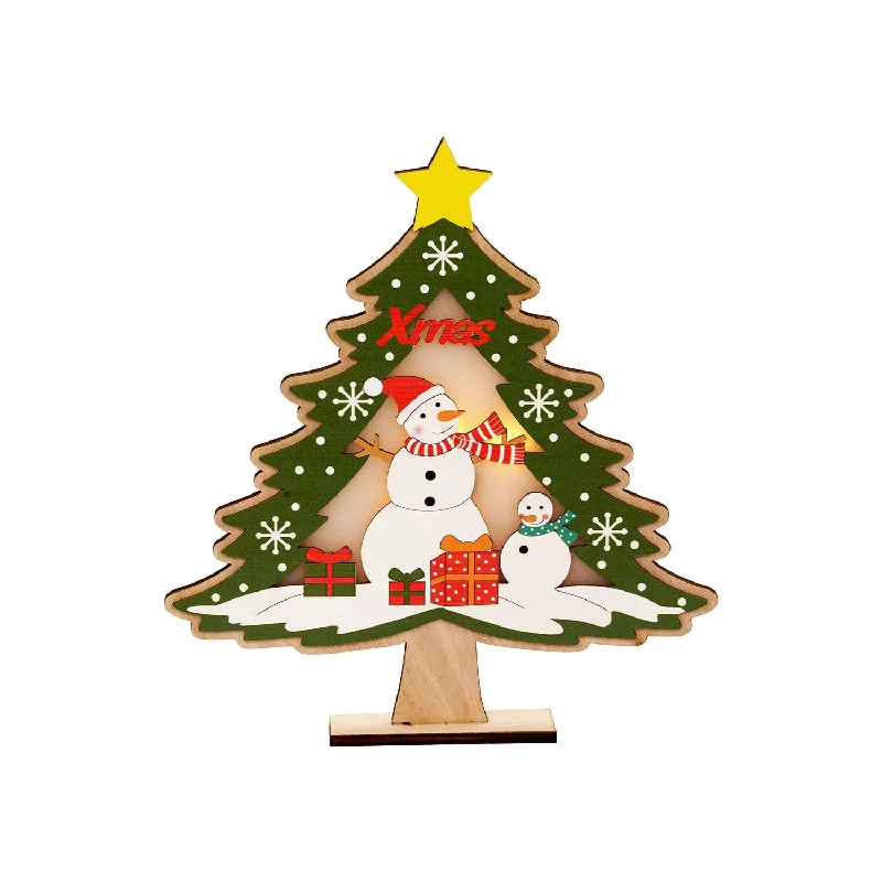 Wooden Christmas Tree LED Lamp