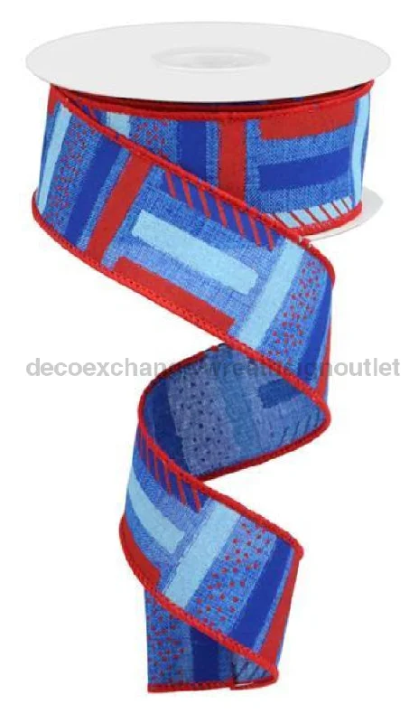 1.5"X10Yd Brush Stroke Stripes/Royal Royal/Red/Lt Blue/Blue RGC131425