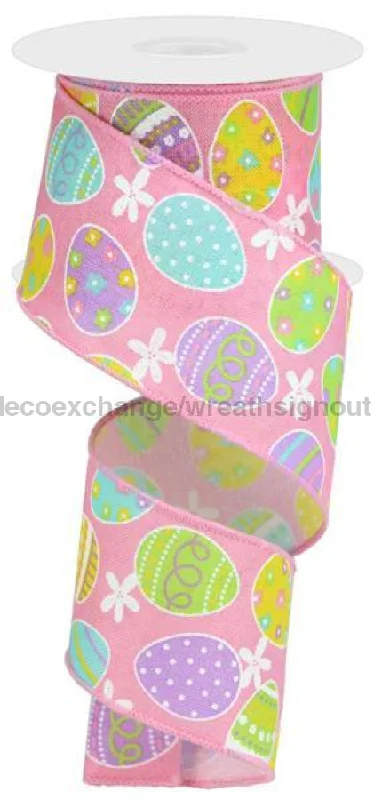 2.5"X10Yd Easter Eggs On Royal Light Pink/Soft Yellow/Green/Lavender RGA1657W2