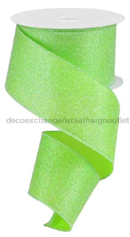 2.5"X10Yd Iridescent Glitter On Satin Lime Green/Iridescent RGA181733