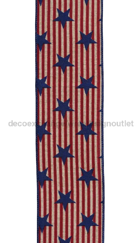 2.5"X10Yd Stars/Stripes On Royal Light Natural/Dark Red/Navy RGF121918