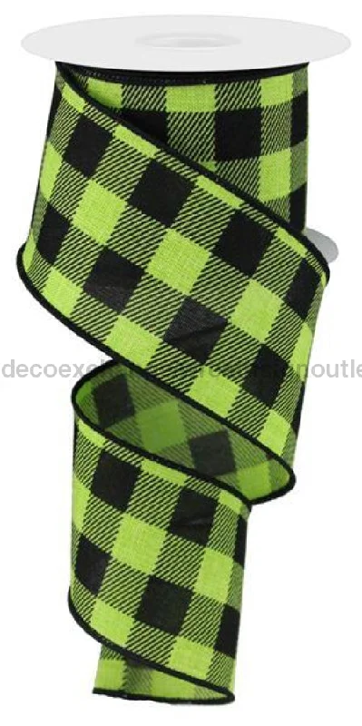 2.5"X10Yd Striped Check On Royal Lime Green/Black RG0180633