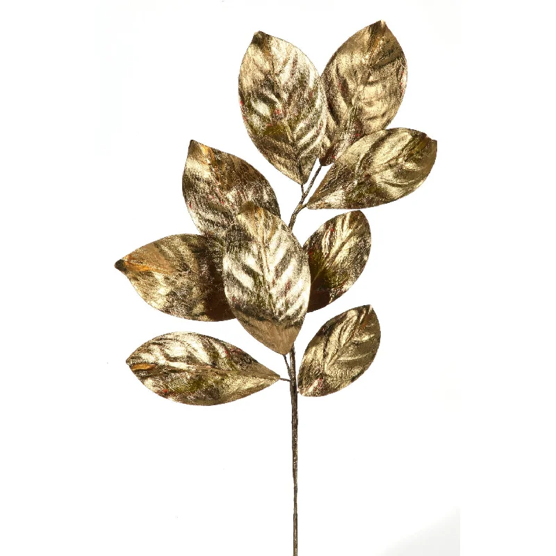 24" Metallic Magnolia Leaf Spray (Gold)