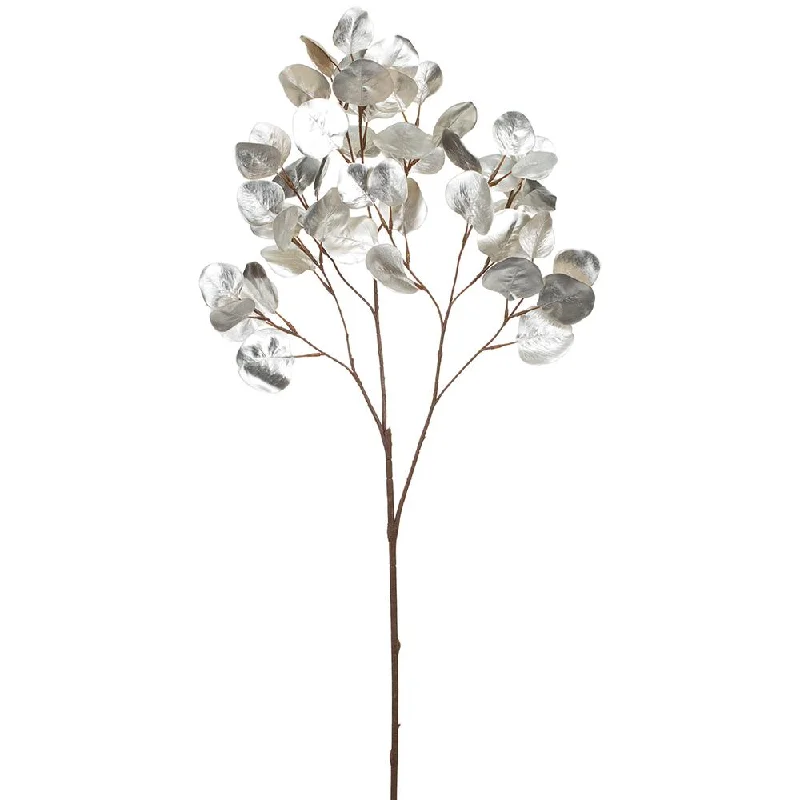 36" Metallic Eucalyptus Leaf Spray (Silver)