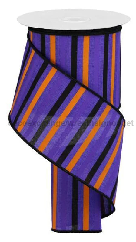 4"X10Yd Horizontal Stripe/Royal Purple/Orange/Black RGA12156A