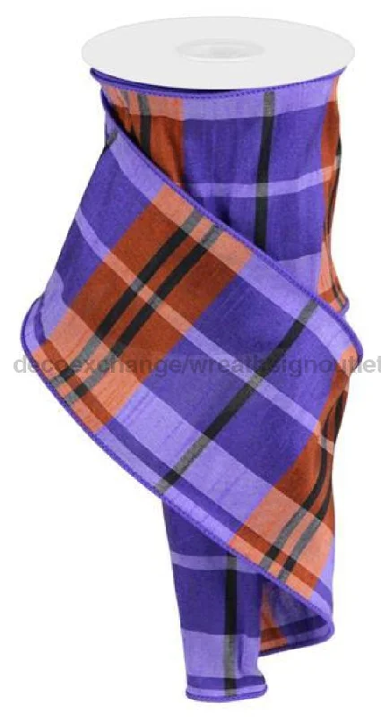 4"X10Yd Plaid Faux Dupioni Purple/Orange/Black RGA1235CW