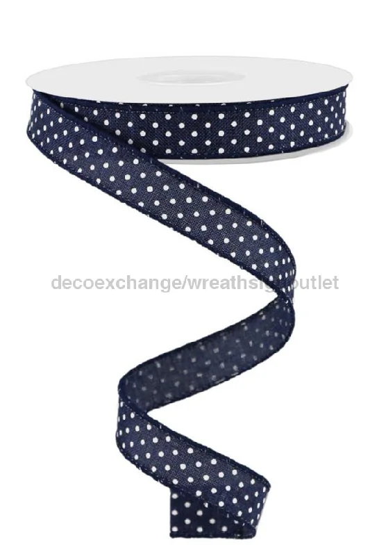 5/8"X10Yd Raised Swiss Dots On Royal Navy Blue/White RGE177619