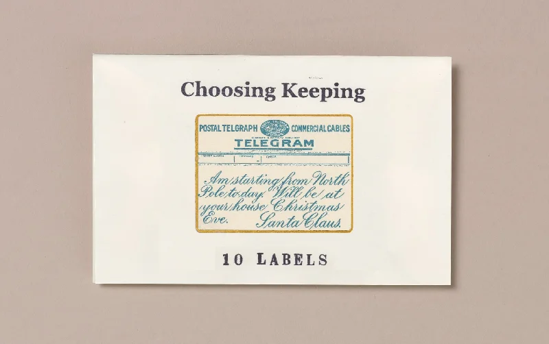 Choosing Keeping Gold Foiled Christmas Telegram Parcel Labels