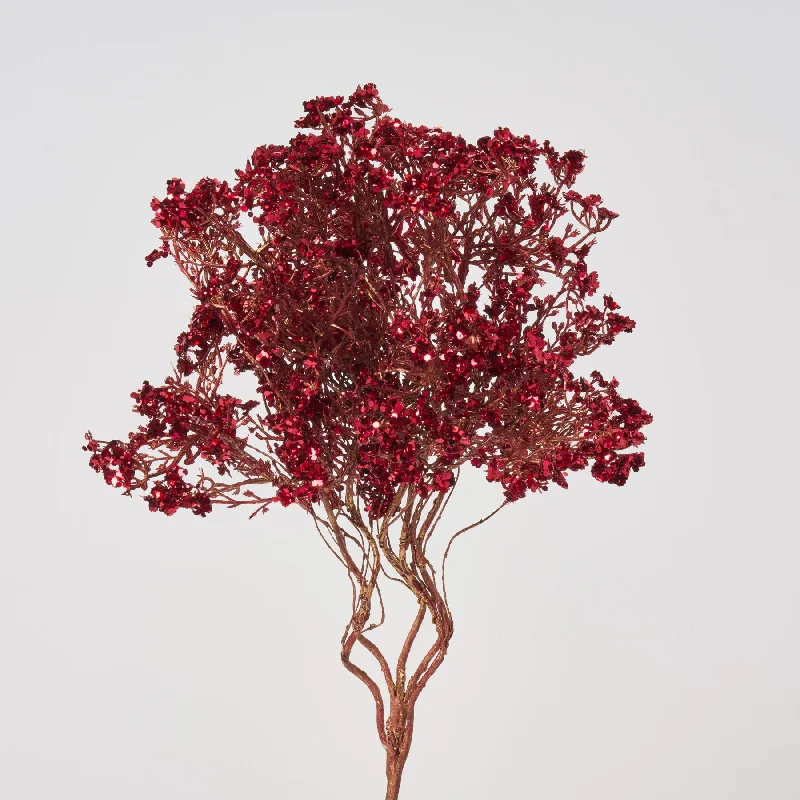 Dark Red Glittered Moss Spray - 19"