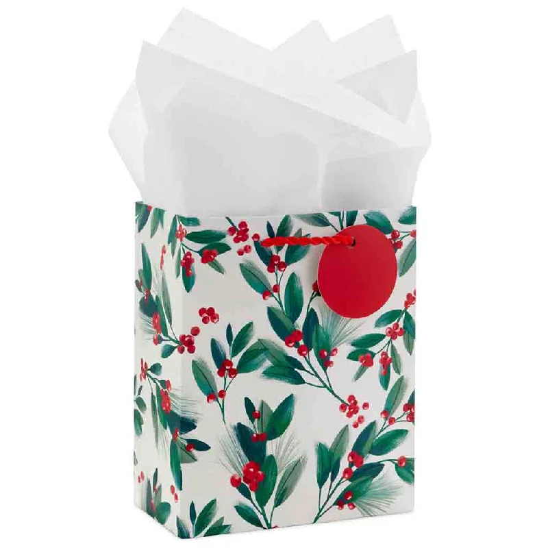 Hallmark : 6.5" Winter Greenery Small Christmas Gift Bag With Tissue Paper