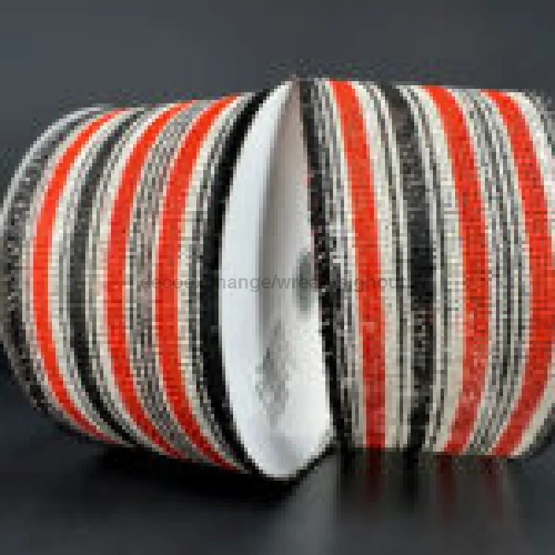 Ivory Burlap/Vertical Orange-Black Stripes, 2.5"X10Y 51311-40-21