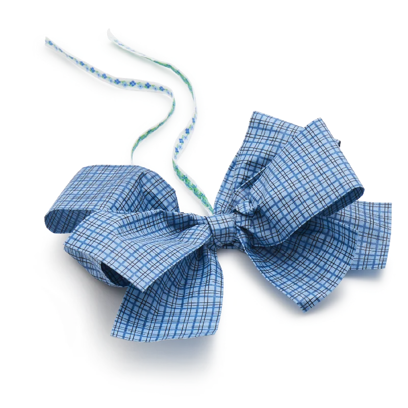 Scanlon Apparati Paper Bow Ornament, Blue Tartan