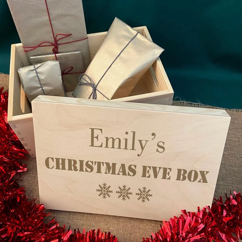 Personalised Christmas Eve Box Wooden Engraved Design