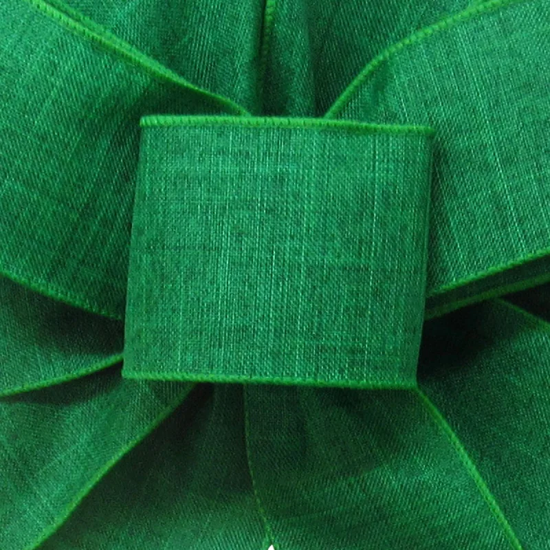 Wired Emerald Green Linen Ribbon (#40-2.5"Wx10Yards)