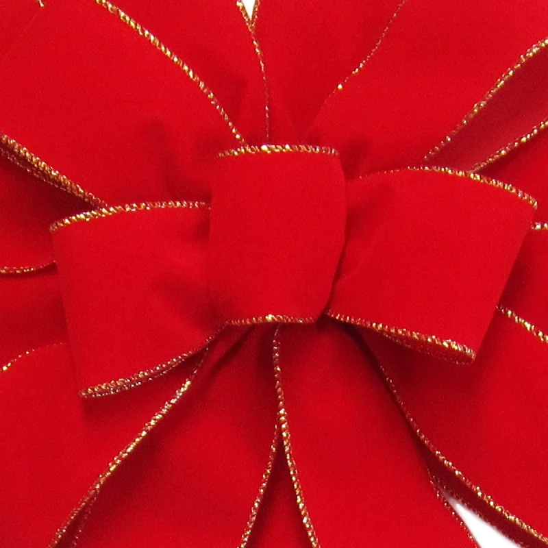 Wired Indoor Outdoor Bright Red Velvet Ribbon (#40-2.5"Wx10Yards)