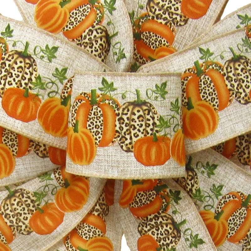 Wired Orange Pumpkins Cheetah Ribbon (#40-2.5"Wx10Yards)