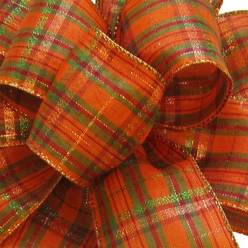 Wired Pumpkin Plaid Ribbon (#40-2.5"Wx10Yards)